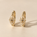 Champagne Marquise Huggies in yellow gold, pair