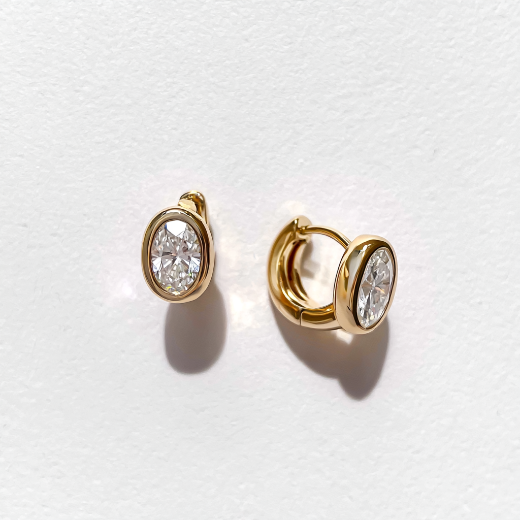 Oval Bezel Huggies
