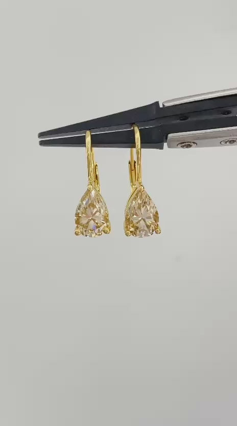 champagne pear earrings